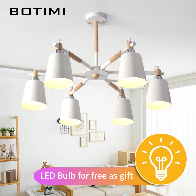 BOTIMI Lustre твердая деревянная люстра для железный абажур для гостиной светодиодный люстра освещение люстры Para Sala De Jantar домашняя лампа