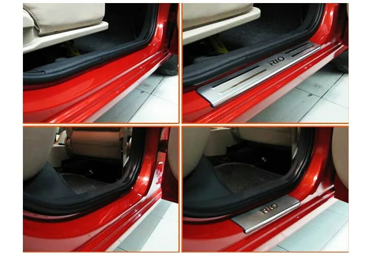 Для 2010 2011 2012 2013 2014 KIA RIO K2 седан хэтчбек из нержавеющей стали Накладка на порог 4