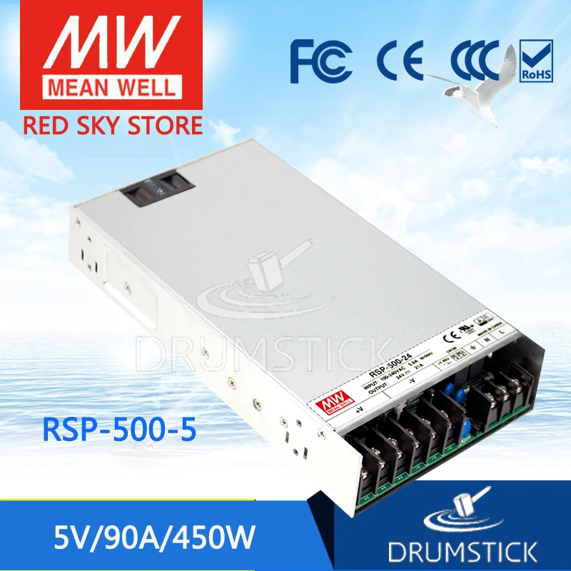 

patriotic MEAN WELL RSP-500-5 5V 90A meanwell RSP-500 5V 450W Single Output with PFC Function Power Supply