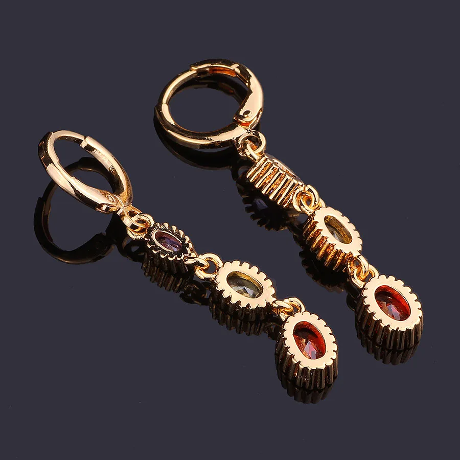 

FARLENA Jewelry Round Shape Drop Earrings Inlay with Multicolor Zircon Crystal Long Earrings for Women Wedding Accessory