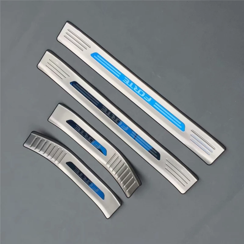 

4pcs/set Stainless steel exterior door sill strip fit for 2018 KIA FORTE Threshold trim welcome pedal Scuff plate guard cover