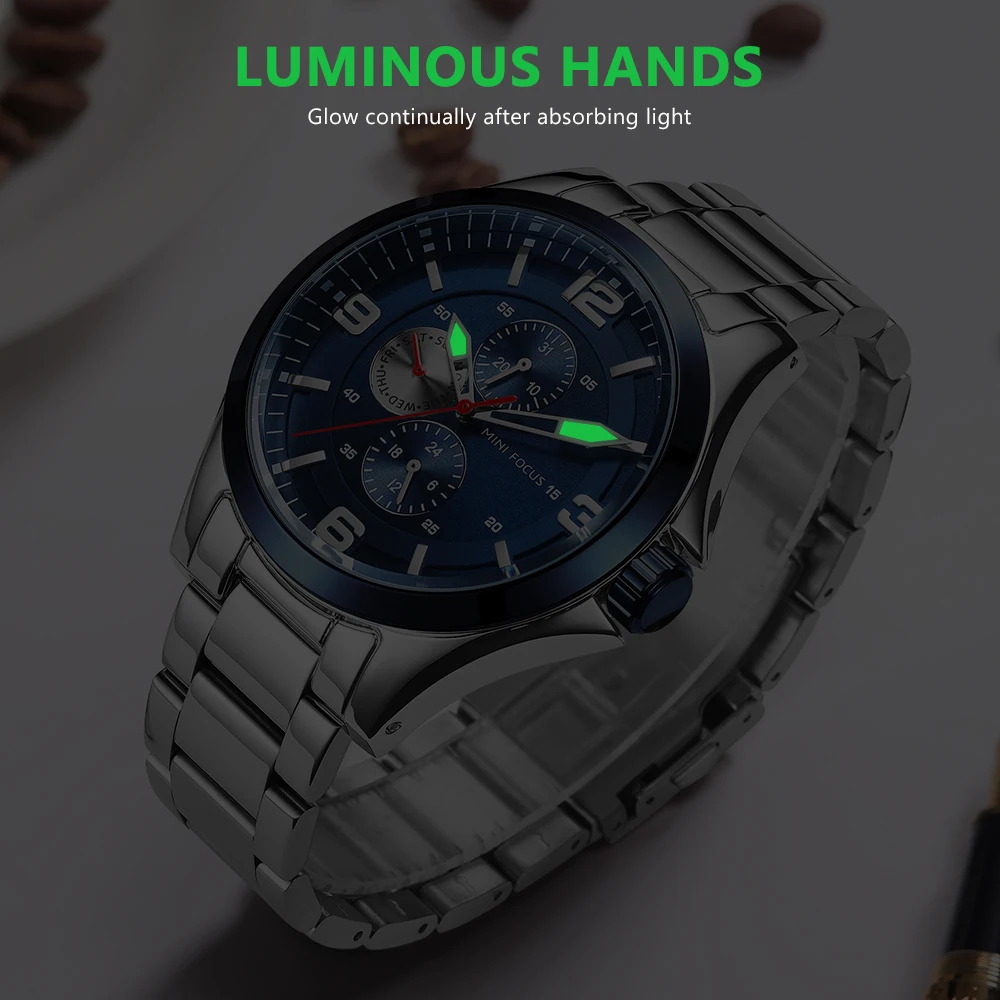 Часы наручные MINIFOCUS Мужские кварцевые брендовые Роскошные спортивные модные