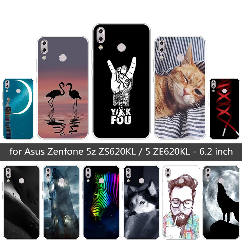 6 2 дюйма для Asus Zenfone 5 ZE620KL чехол с принтом Coque 5z ZS620KL ультратонкий ТПУ мягкий