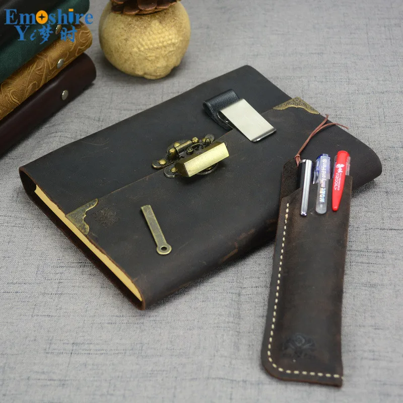 Винтажный кожаный блокнот с кожаным замком ручной работы креативный дорожный