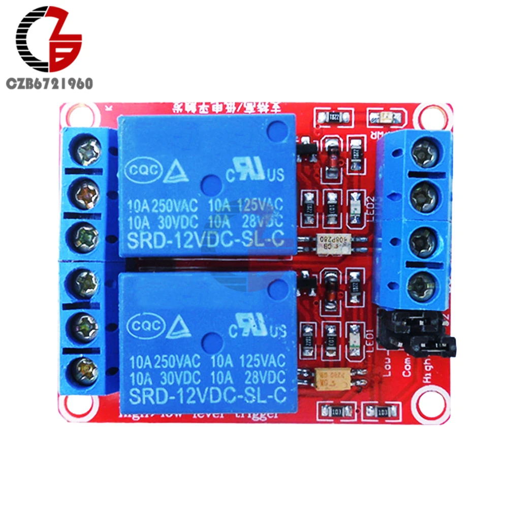 2 канала 12V реле модульный оптрон высокий и низкий уровень триггера для Arduino