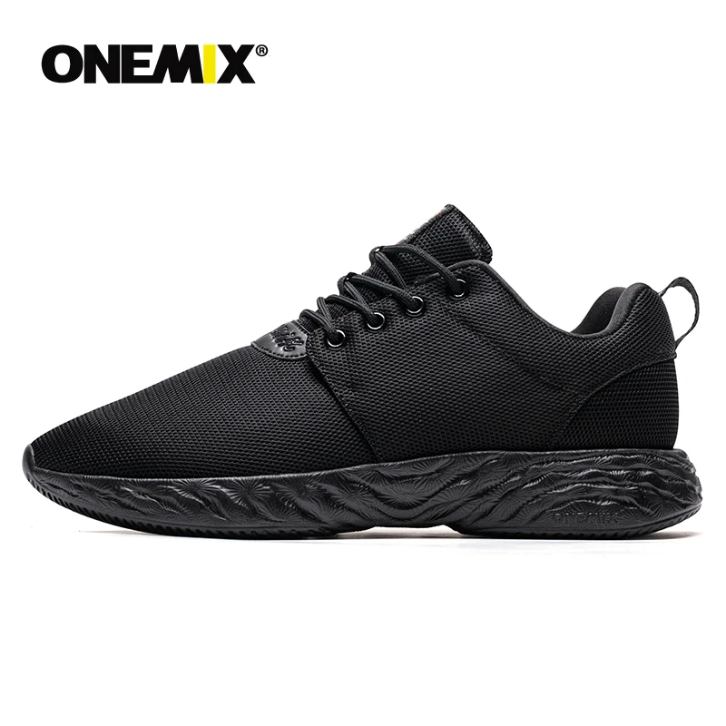 black ONEMIX популярный стиль мужские кроссовки на шнуровке спортивная обувь уличные Walkng беговые кроссовки удобные Быстрая - Цвет: black