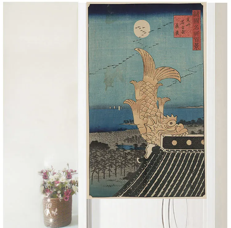 Японская дверная занавеска Ukiyo e фэн шуй Noren Hlaf|Занавески| |