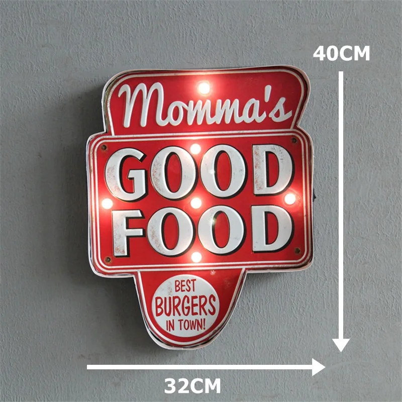 Momma's Good Food светодиодный металлический знак лучшие гамбургеры винтажный