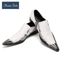 christia bella plus size men flats oxfords brand new business party dress shoes white fashion genuine leather shoes for men