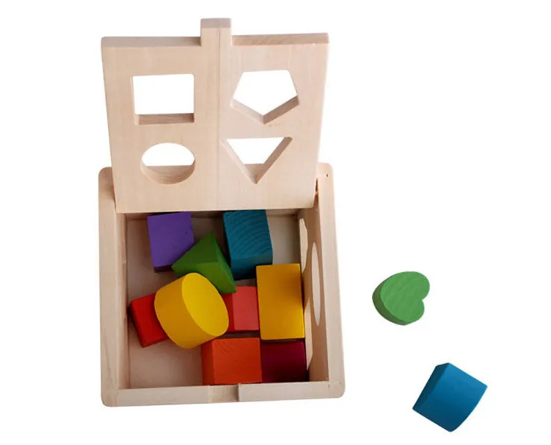 

13 Holes Intelligence Baby Blocks Match Shape Learning Educational Toys Bricks Wooden Shape Sorter Cube Building Blocks