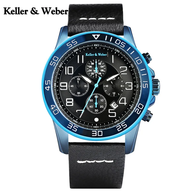 Keller & Weber мужские наручные часы модные кварцевые с хронографом спортивные
