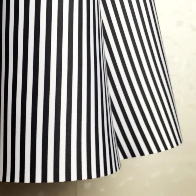 2019 Midi skirt black and white vertical striped Tutu A Cotton women's spring | Женская одежда
