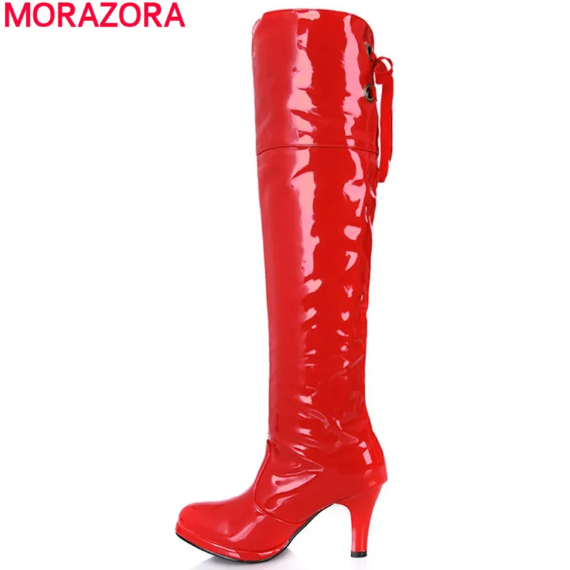 MORAZORA/женские Сапоги выше колена с плюшевой подкладкой Женские сапоги без