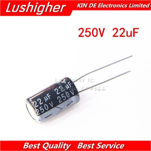 10 шт., алюминиевый электролитический конденсатор, 250 В, 22 мкФ, 10*17 мм, 22 мкФ, 250 В, 10x17 мм