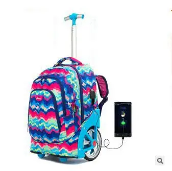 Рюкзаки на колесиках для девочек-подростков, школьные ранцы на колесиках 18 дюймов, детские чемоданы на колесиках