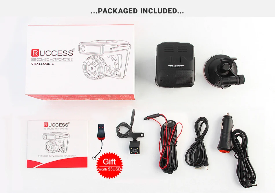 Ruccess 3 в 1 радар Dvr FHD 1296P Встроенный gps автомобильный Детектор двойной объектив Автомобильная камера Анти радар детектор русская Speedcam