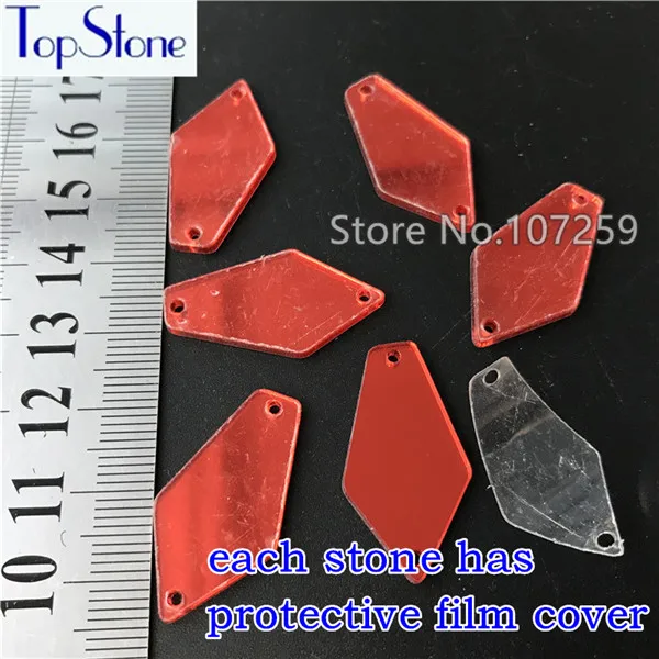 TopStone 30 форм Размеры Смешанные Пришивные акриловые Стразы flatback Lt Siam красный цвет зеркальные акриловые бусины для шитья ювелирных изделий - Цвет: 07N 15X28mm