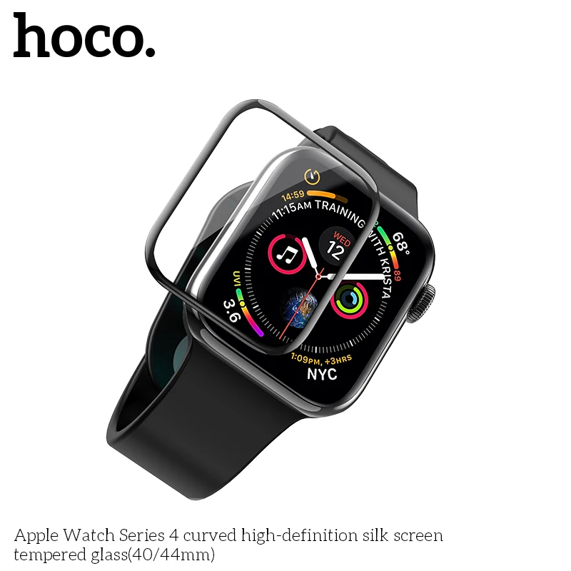 Новое HOCO 9H полное покрытие из закаленного стекла для iWatch 40 мм 44 мм 3D изогнутый протектор экрана для Apple Watch Series 4 пленка для экрана