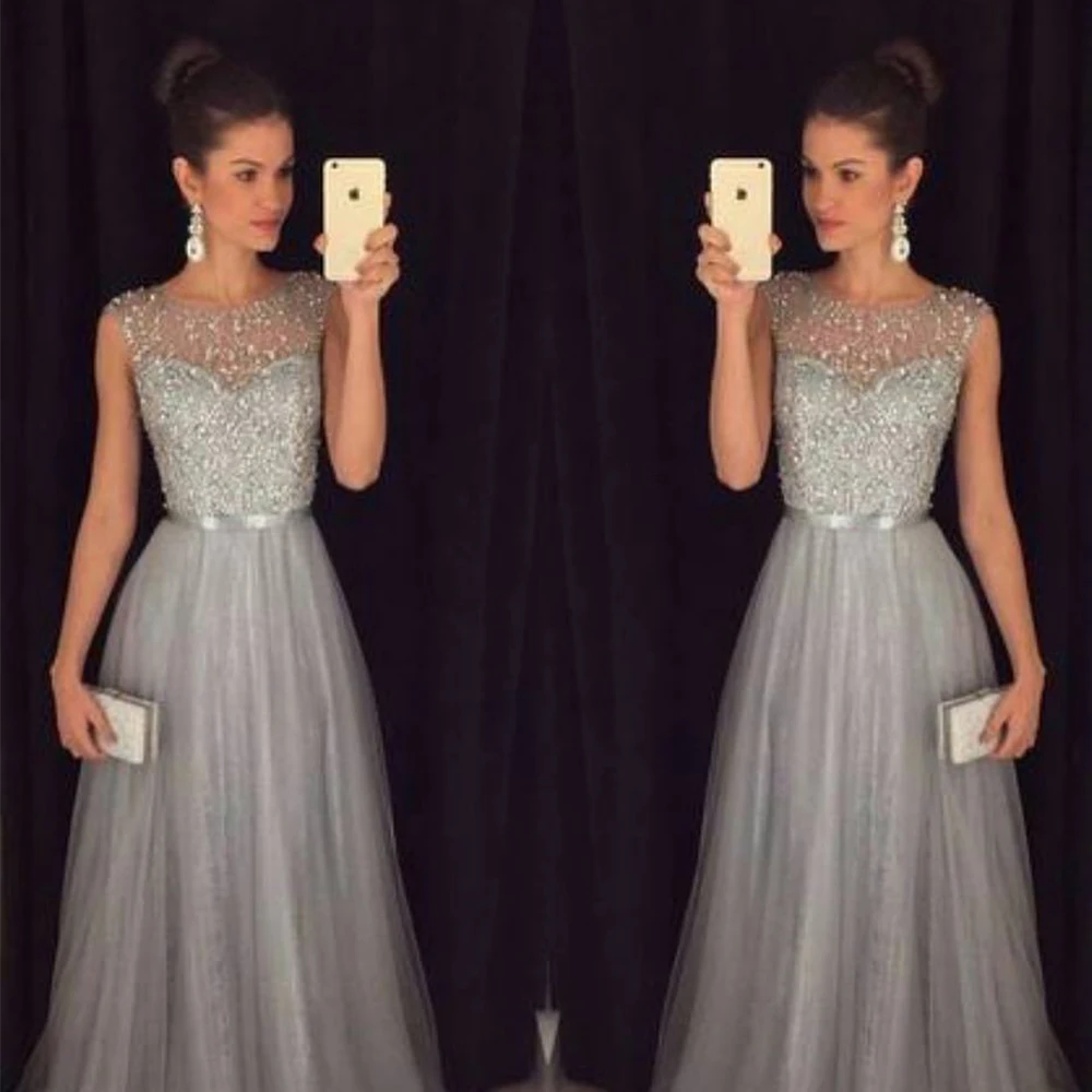 Пикантные свадебные платья вышитые Vestido de Noiva романтические серые шифоновые в пол