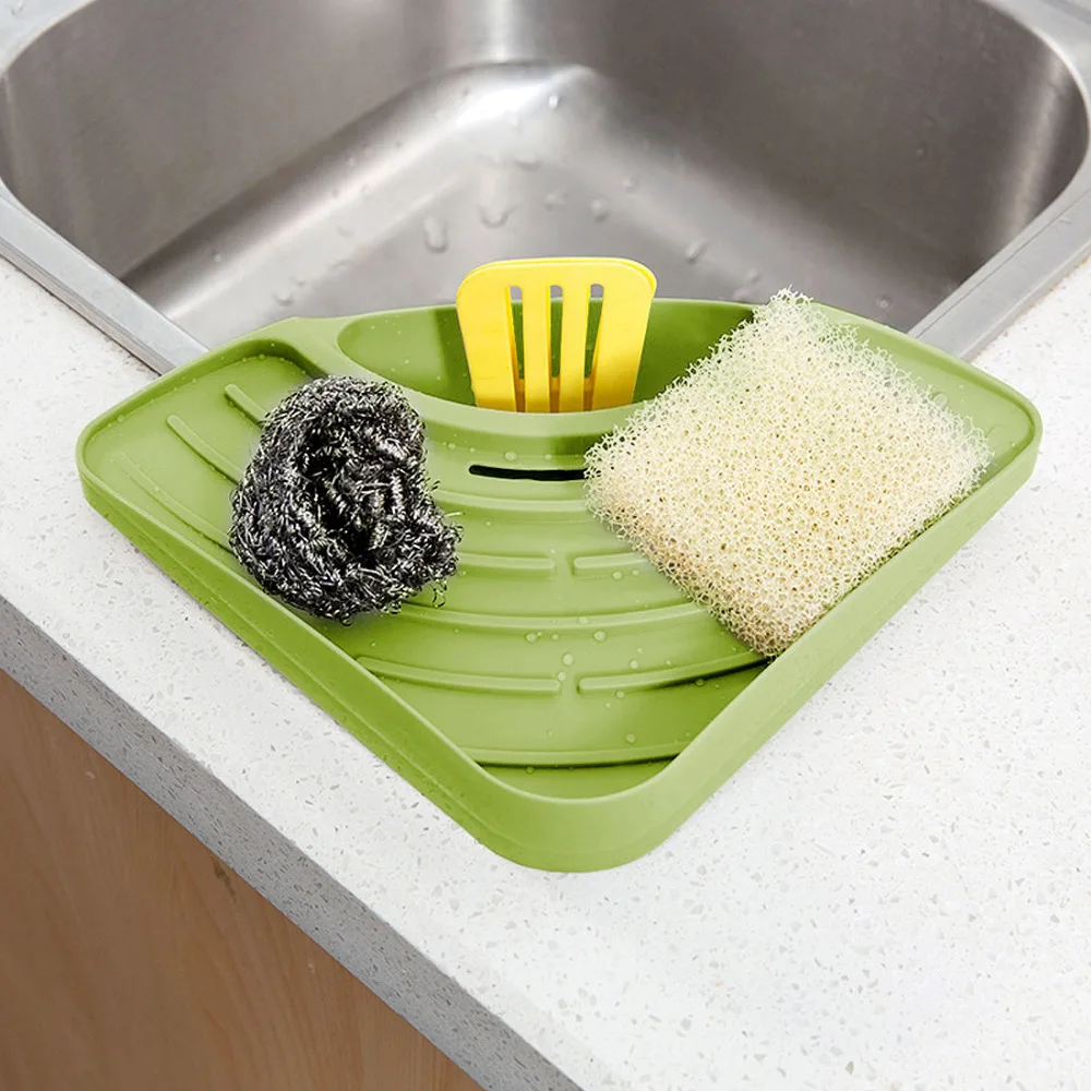 

Sucker Type Kitchen Sink Corner Triangles Shelf Storage Rack Sponge Bathroom Sponge Soap Cleaning Brush Ball Holder