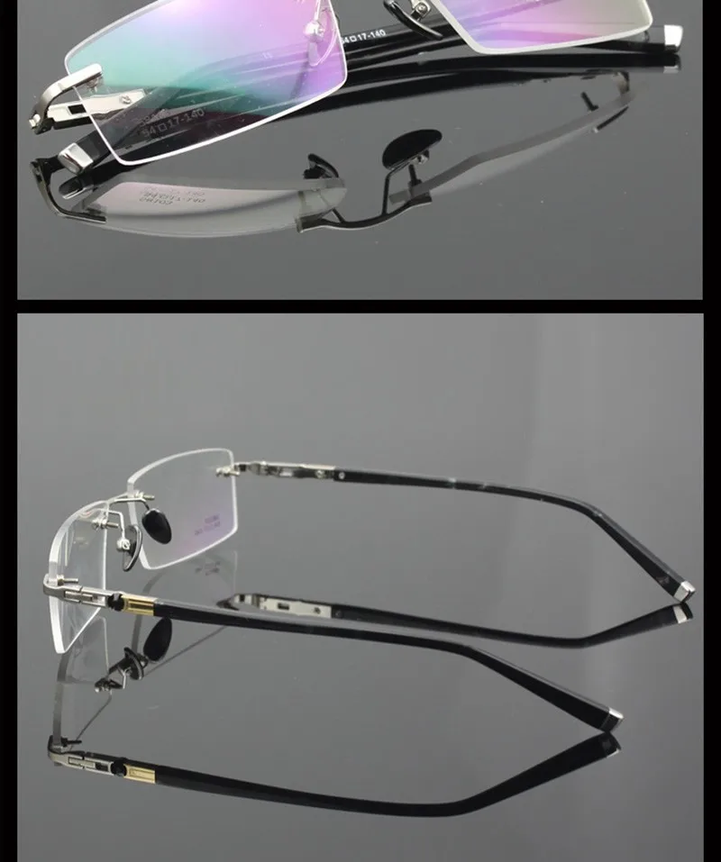 Очки без оправы из титанового сплава oculos de sol glass оптические мужские 1622 по рецепту классические очки деловые близорукость отделка