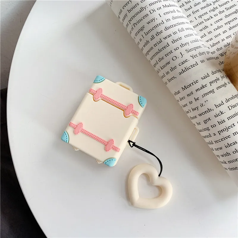 beige В форме чемодана силиконовый защитный чехол для наушников для Airpods, защитный чехол для iphone, зарядный чехол для наушников, чехол s - Цвет: beige