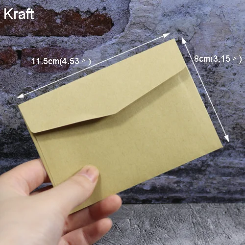 10pcs kraft 10 шт. мини-конверты конфетных цветов, канцелярские принадлежности, подарочные карты, одноцветные конверты, открытки, фото конверты, конверты для офиса, школы - Цвет: 10pcs kraft