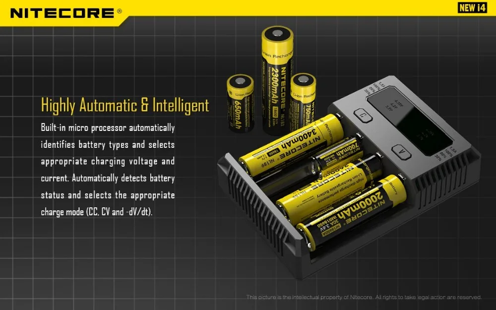 Nitecore D4 D2 I4 I2 ЖК-дисплей интеллигентая(ый) Зарядное устройство Li-Ion 18650 14500 16340 26650 AAA AA 12V Батарея Зарядное устройство автомобиля ЕС
