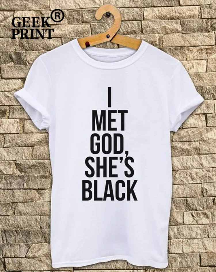 Женская футболка с надписью I Met God She's Black и логотипом Humour женская S 3XL|Футболки| |