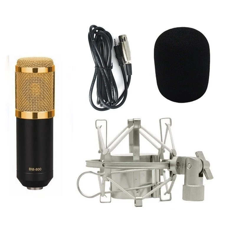 Bolymic Black Condenser Studio Microphone microfono Sound Recording Large Diaphragm W/ Shock Mount microfoon | Электроника