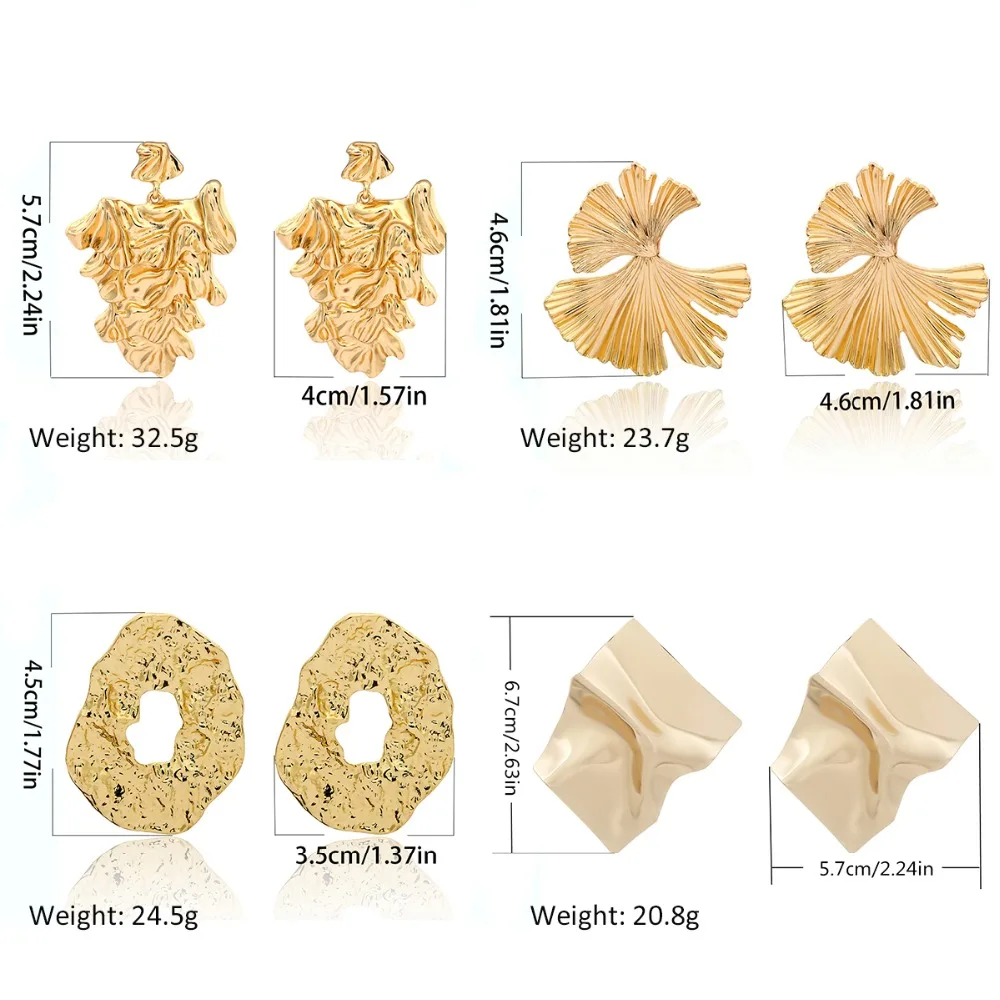 

IngeSight.Z Punk Exaggerated Irregular Geometric Drop Earrings Statement Asymmetrical Leaf Dangle Earrings for Women Jewelry