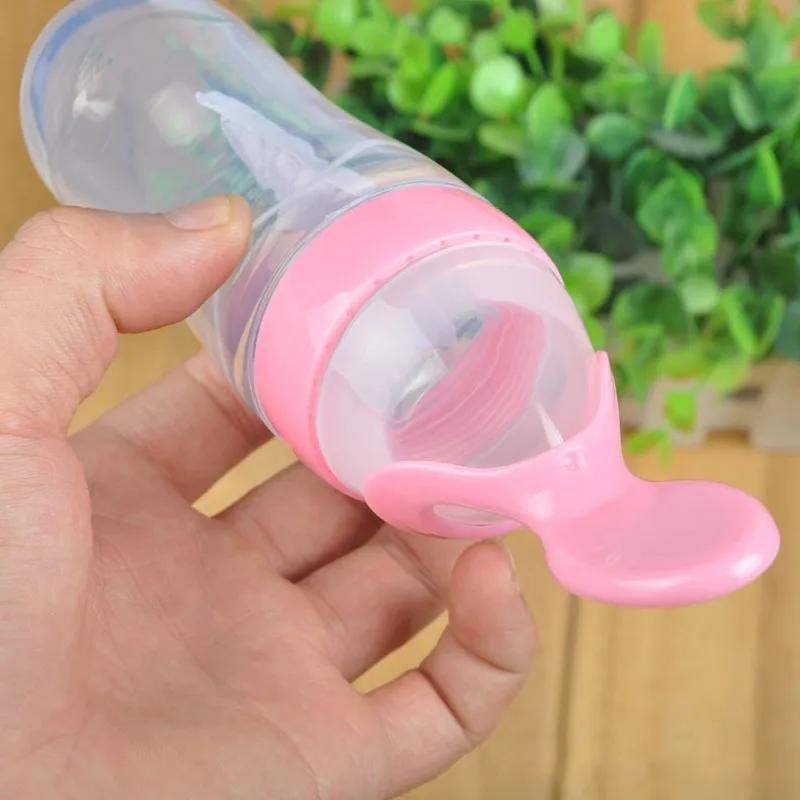 newborn baby feeder training silicone bottle with spoon for kids extrusion paste food Feeding Utensils alimentacao bebes B0067 | Мать и