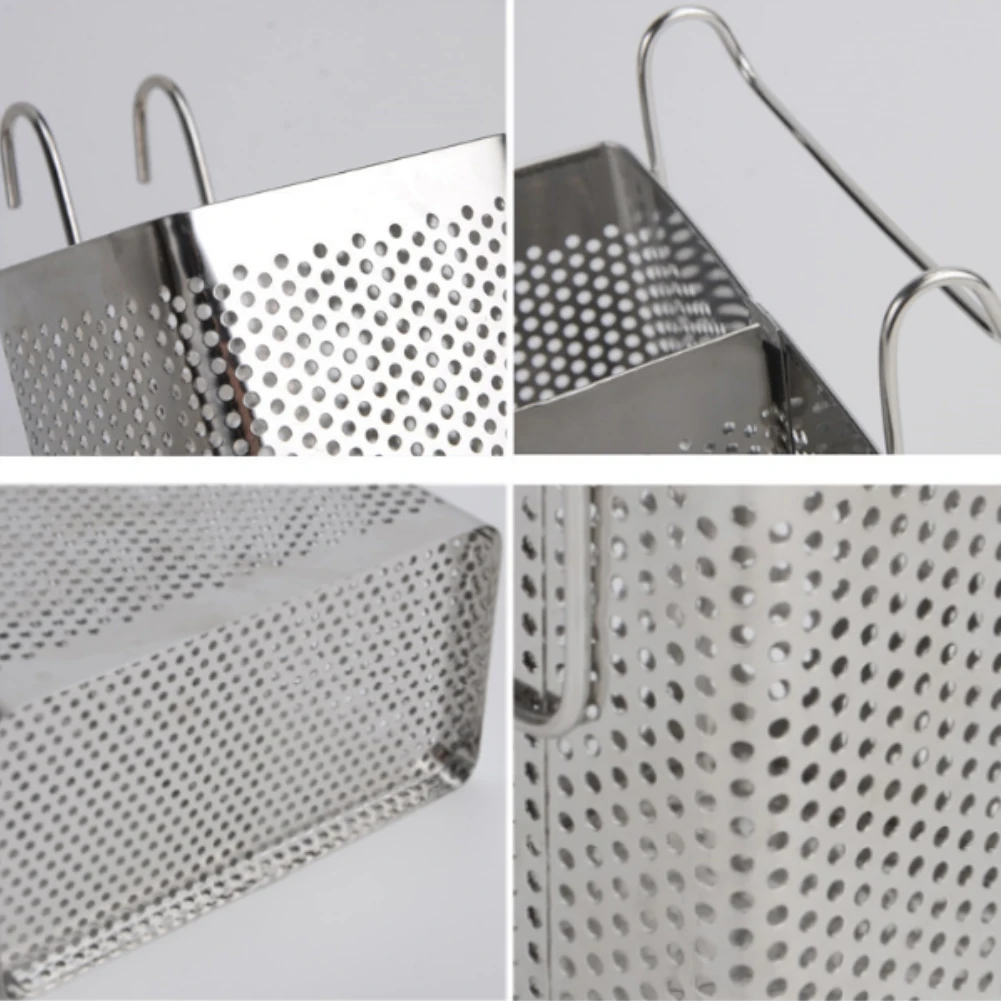 Stainless Steel Shelf Drain Rack Kitchen Utensil Chopsticks Storage Easy Install Organizer Wall Mounted No Drilling Space Saving