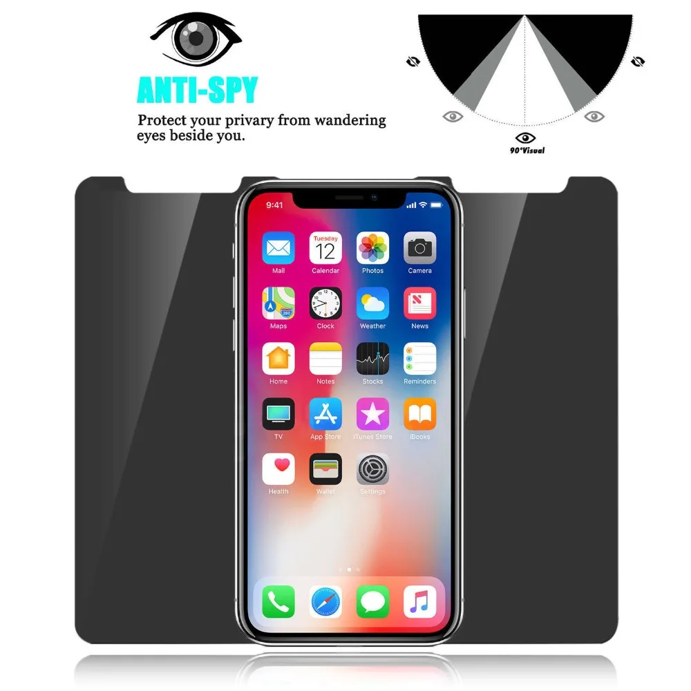 Антишпионское закаленное стекло 9H 2.5D для iPhone X XS MAX XR 11 12 mini Pro Max защитная пленка с