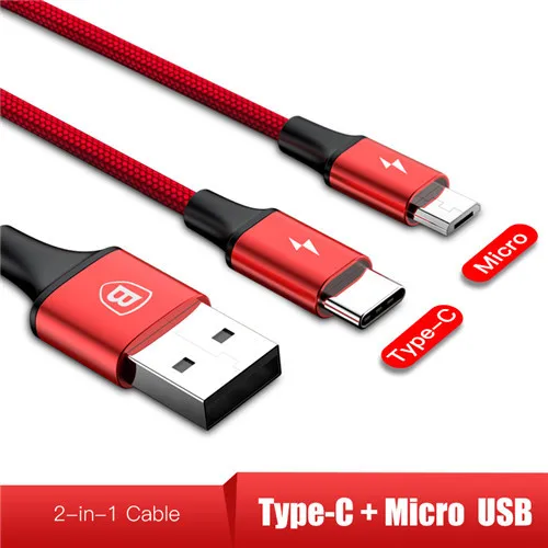 TM blcak Baseus 3в1 2в1 USB кабель для iPhone X 8 7 6 Micro кабель type usb C кабель для samsung S9 S8 Быстрая зарядка кабель зарядного устройства 3A шнур - Цвет: TM blcak