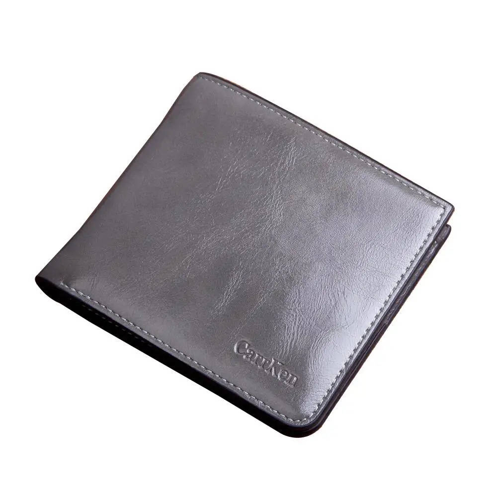 Gray Мужской кошелек carteira masculina,, воск, масло, кожа, короткий, мужской, карман, клатч, кошелек, мужской, s, сумка для денег, porte feuille hombre - Цвет: Gray