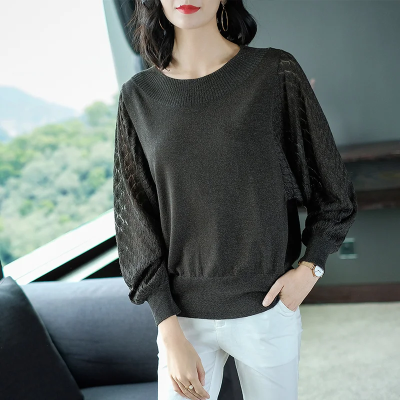 YISU Women Sweater 2019 spring Round neck Female Jumper thin Bat sleeve Knitted Loose Pullover | Женская одежда