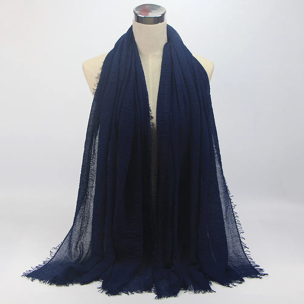 Feitong 1 шт. Модные женские Премиум вискоза Макси Crinkle облако хиджаб шарф платок Мягкий исламский, мусульманский твердый хлопок смесь шарф