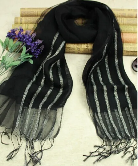 Free shipping hot sale spring autumn winter high quality silk scarf patchwork long striped women 185*70cm 8 colors | Аксессуары для