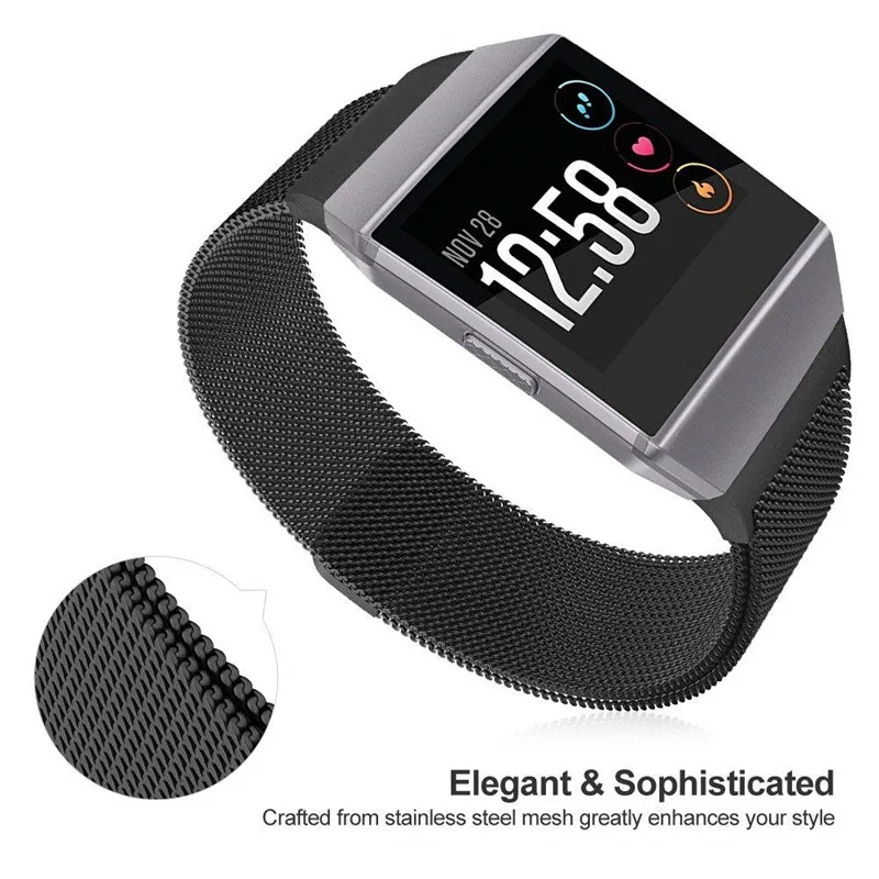 GXV Stainless Steel Milanese Magnetic Fitbit Ionic Replacement Sprot Strap Accessories for Ionic Fitbit Smart Watch Women Men