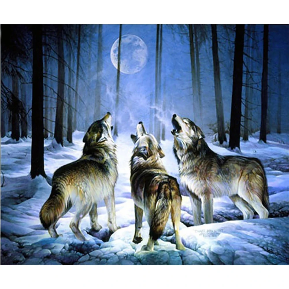 

DIY Алмазная вышивка три волка полный квадрат/круглая Алмазная картина набор вышивки крестом мозаика домашний декор
