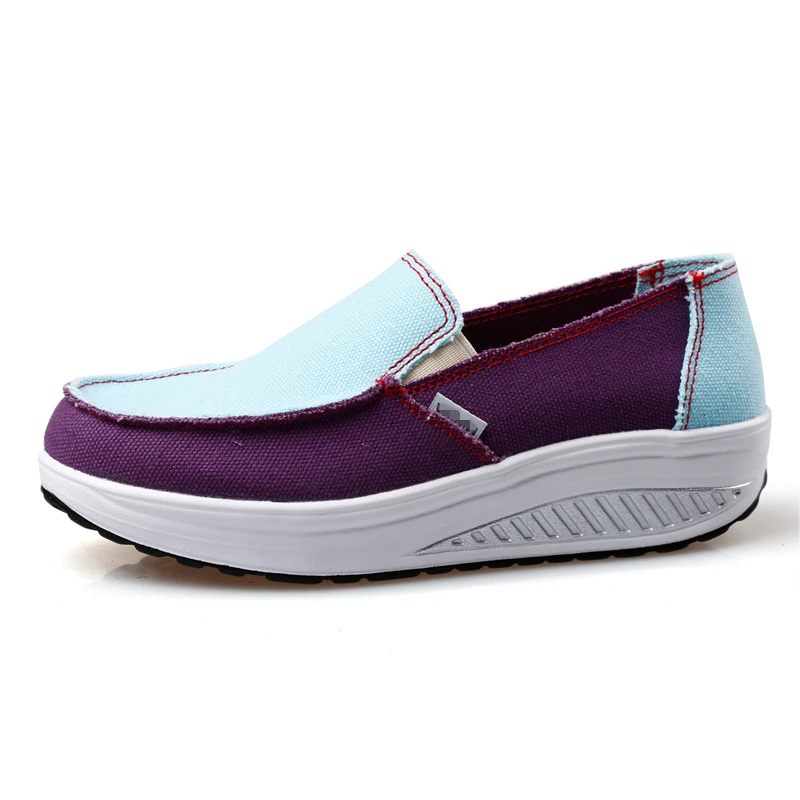 Лоферы BeckyWalk женские парусиновые туфли на платформе без застежки Прогулочные
