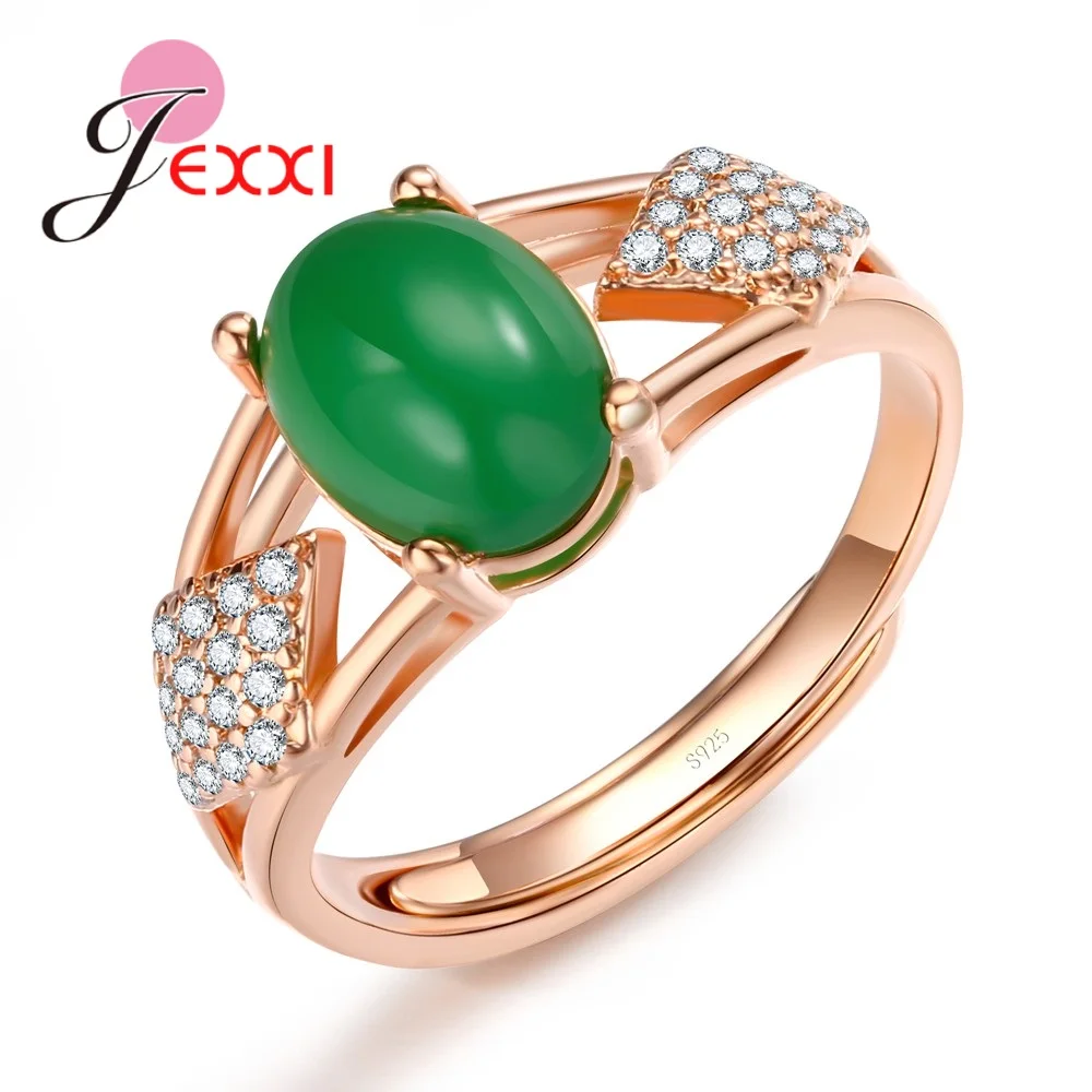 

New Arrivals Green White Cubic Zirconia Inlaid 925 Sterling Silver Band Rings For Women Female Anniversary Party Jewelry