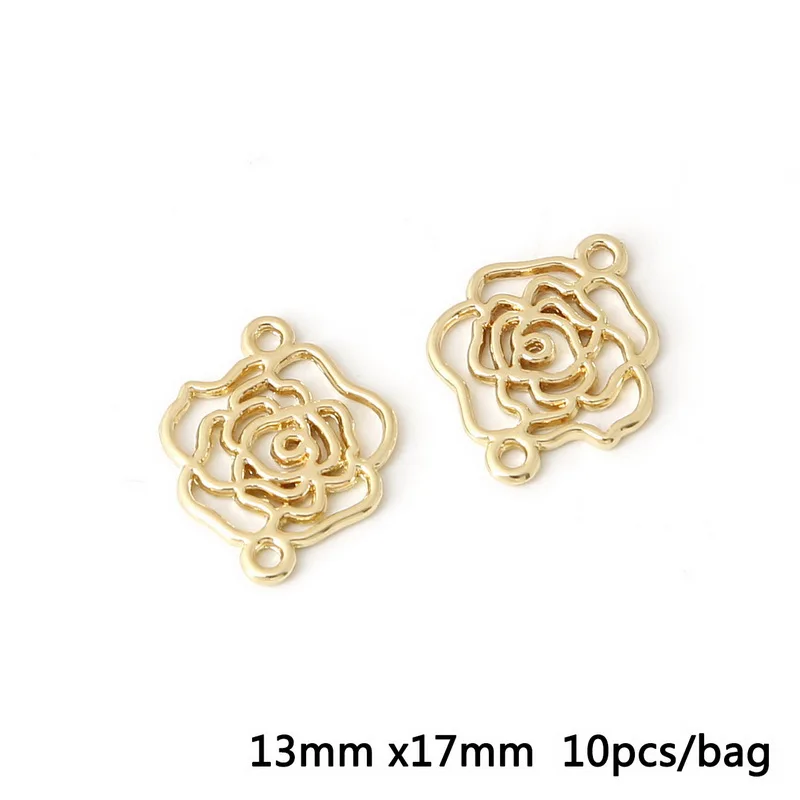 13x17mm 01 10 шт. смешанный античный позолоченный соединитель для сережек, ювелирных изделий, браслетов, аксессуаров, рукоделия, фурнитура ручной работы, 8 стилей - Цвет: 13x17mm 01