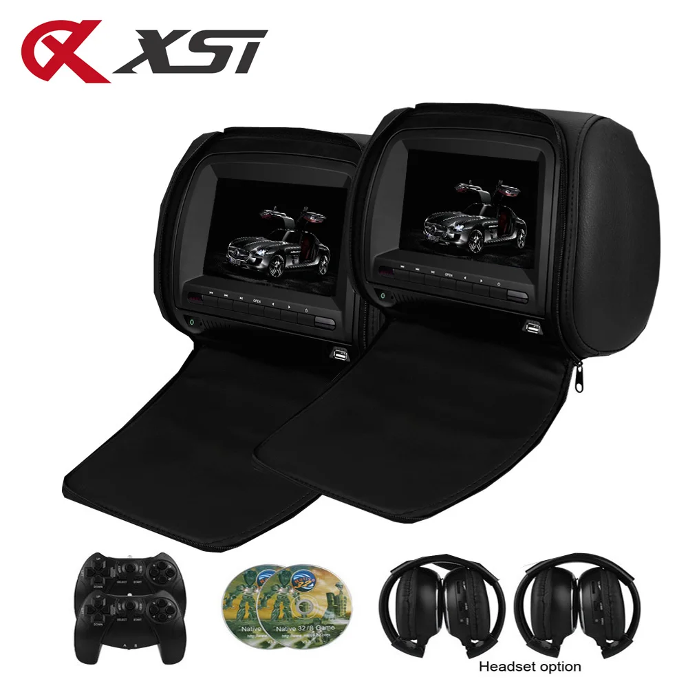 XST 2 шт. 7 дюймов 800*480 TFT ЖК-экран емкость Автомобильный подголовник монитор DVD видео плеер поддержка IR/FM/USB/SD/динамик/провод игры