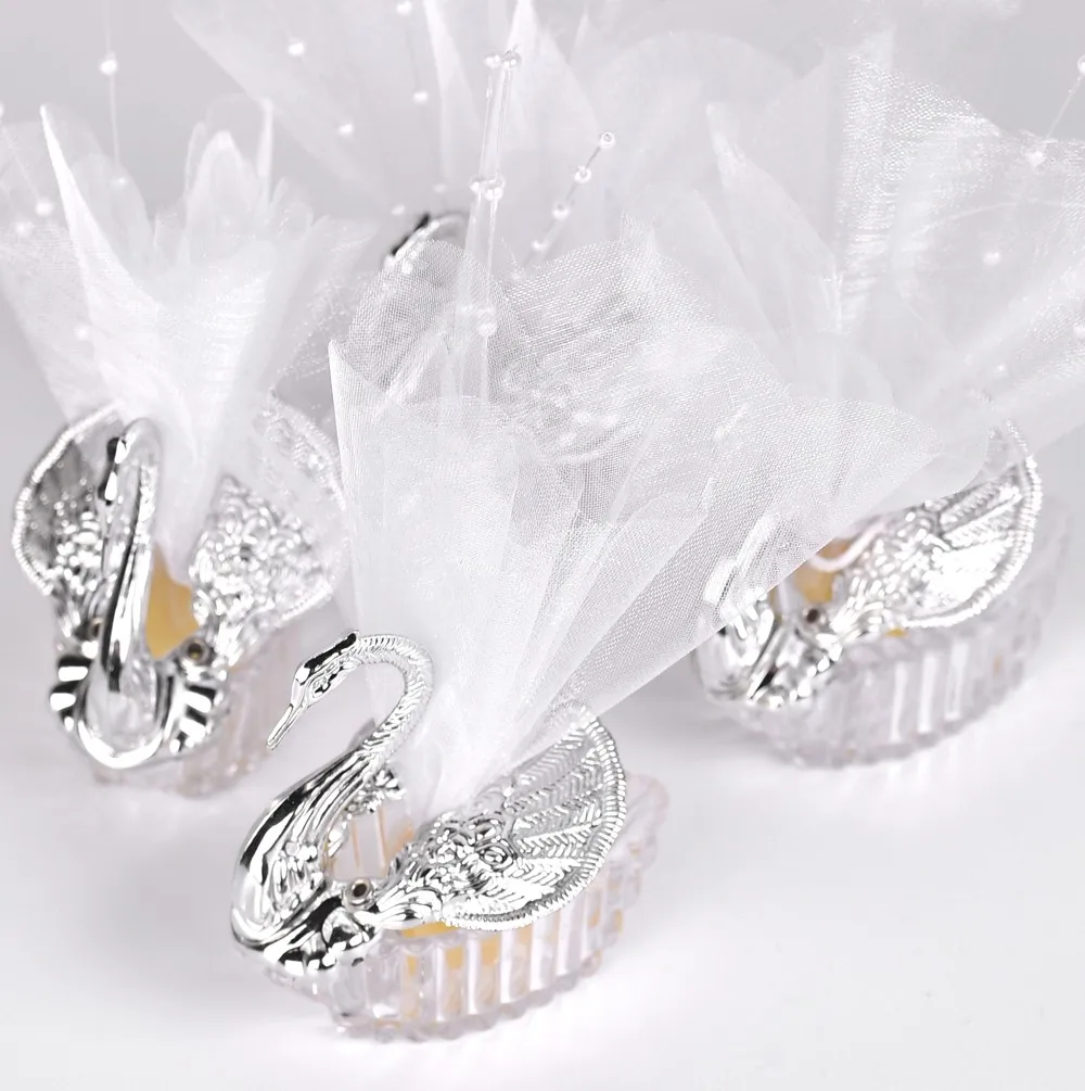 Sets of Silver Box 50 шт. акриловые свадебные Подарочные коробочки-лебеди Bomboniere коробка для конфет подарочные коробки - Цвет: Sets of Silver Box