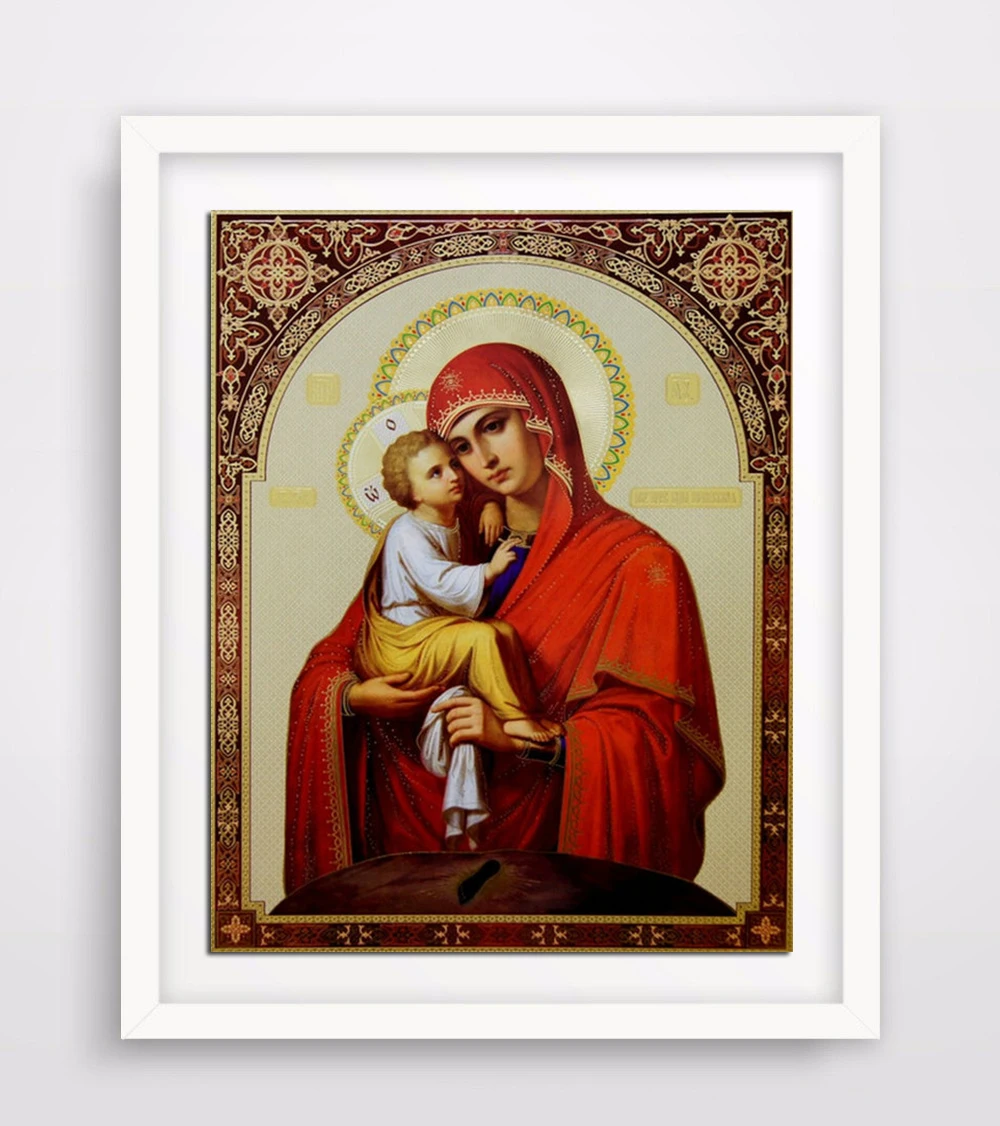 Алмазная вышивка 5D с мотивом религии сделай сам крестиком Дева Мария и дети