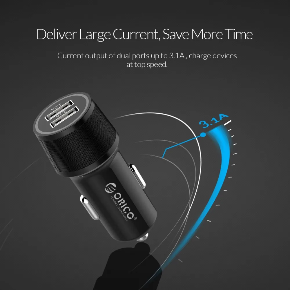 Автомобильное зарядное устройство ORICO Mini с двумя USB портами автомобильное