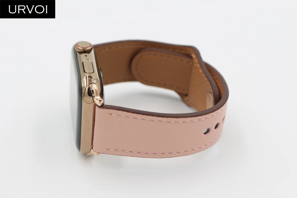 URVOI ремешок для apple watch серии 3 ватт, 54/2/1 спортивные кожаные ботинки из натуральной кожи с отделкой из натуральной Swift ремешок для наручных часов iWatch, пальцем и tuck ручной работы