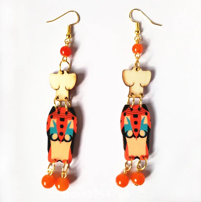 Новый стиль резьба по дереву серьги каменные бусы ручной работы личности